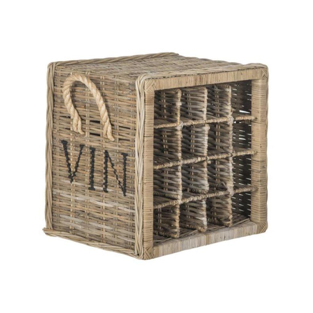 AZIZA 16 BOTTLE WICKER WINE RACK. Picture 1