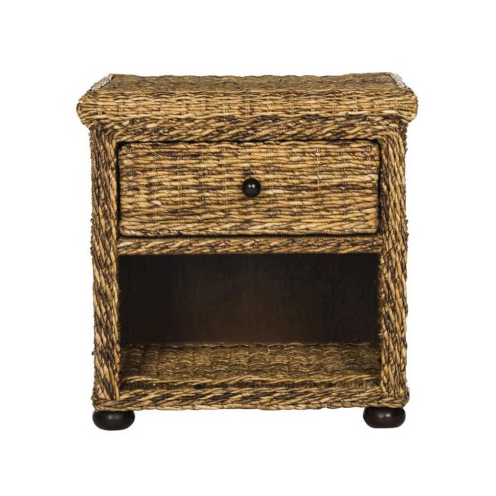 MAGI NATURAL BROWN WICKER NIGHTSTAND WITH DRAWER AND 8"H STORAGE. Picture 1