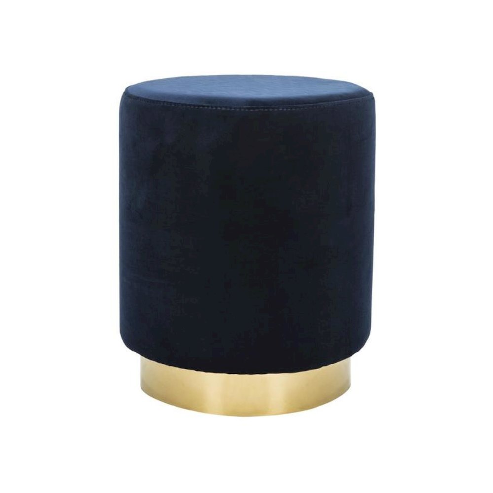 ELSWORTH VELVET OTTOMAN WITH BRASS BASE, SFV3558A. Picture 1