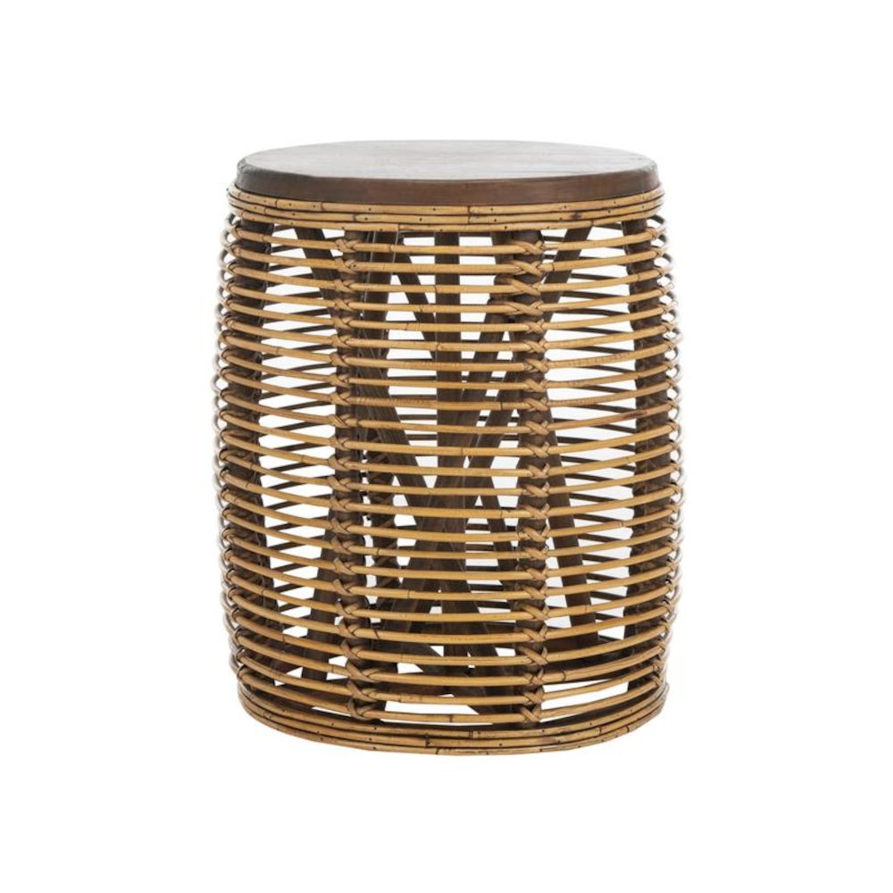 MAUI RATTAN DRUM STOOL TABLE, STL6500B. Picture 1