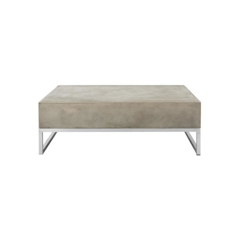 Eartha Indoor/Outdoor Modern Concrete 11.42-Inch H Coffee Table. Picture 1