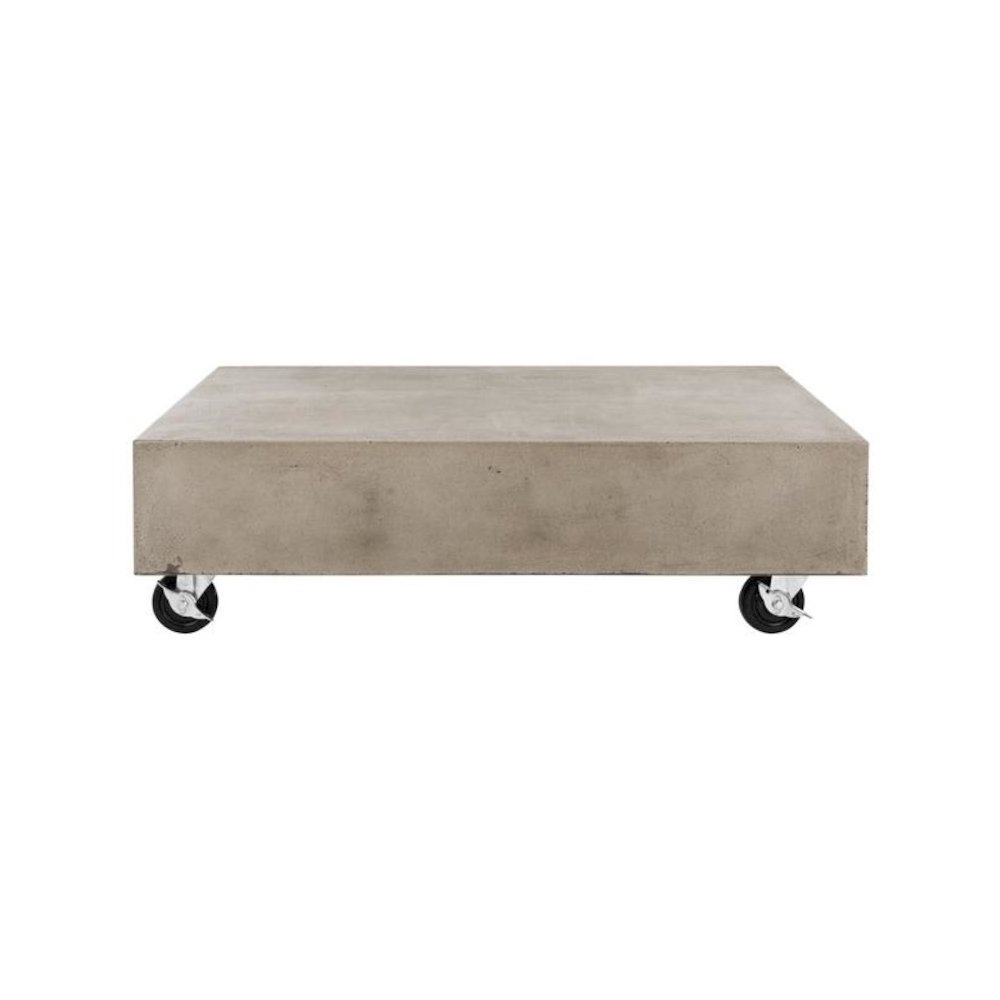 Gargon Indoor/Outdoor Modern Concrete 9.84-Inch H Coffee Table With Casters. Picture 1