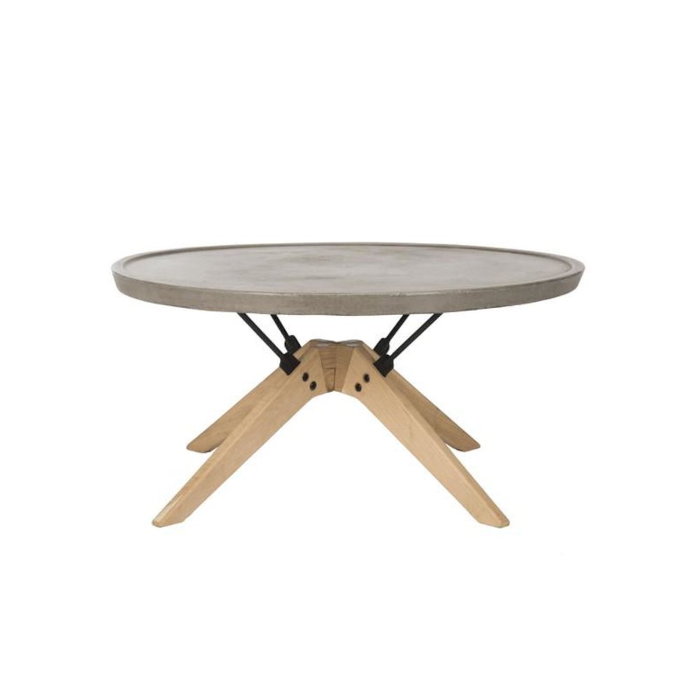 Bryson Indoor/Outdoor Modern Concrete Round 14.57-Inch H Coffee Table. Picture 1