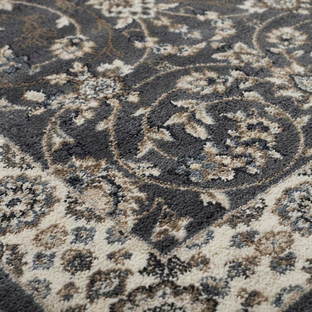 Gray and Cream Area Rug with Power Loomed Construction and Jute Backing. Picture 5