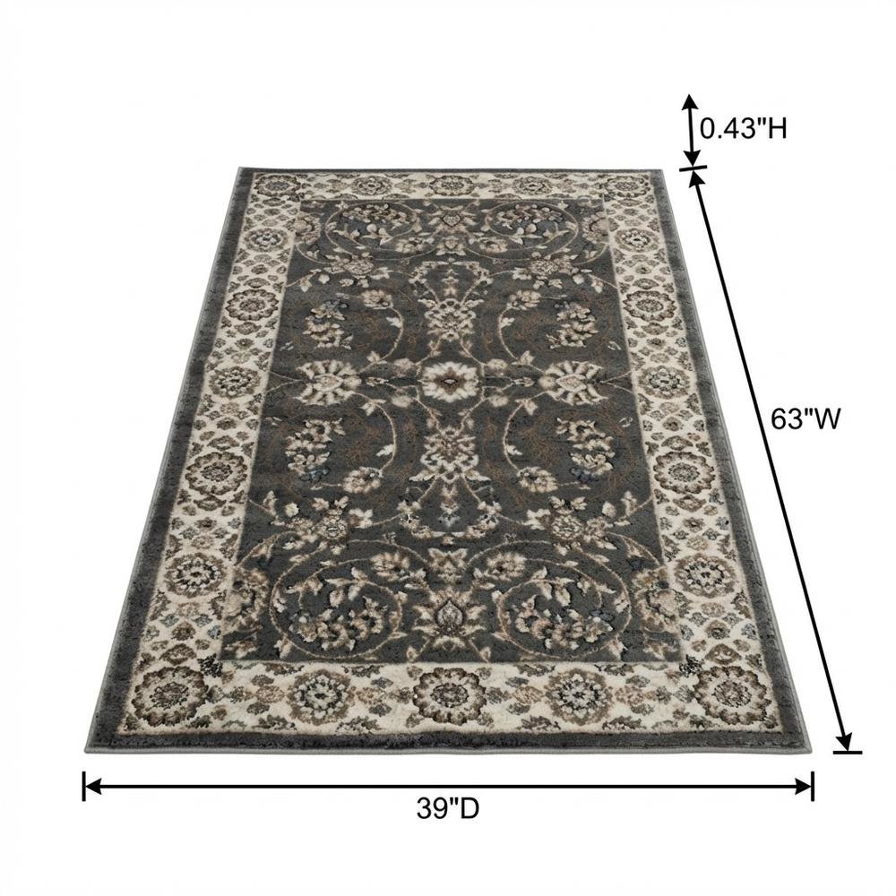 Gray and Cream Area Rug with Power Loomed Construction and Jute Backing. Picture 7