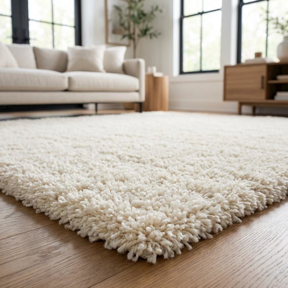 Ivory and Beige Area Rug, Power Loomed Large Rectangle Design for Living Room. Picture 3