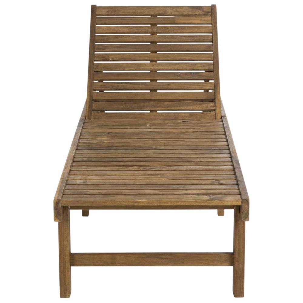 Outdoor Lounge Chair With Acacia Wood And Silver Metal Finish. Picture 4
