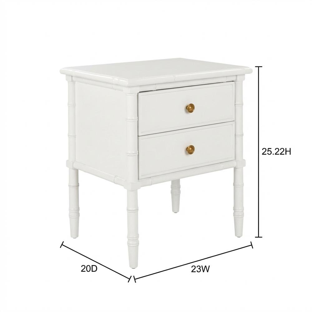 Wooden nightstand with 2 drawers and cast iron accents for bedroom storage. Picture 7