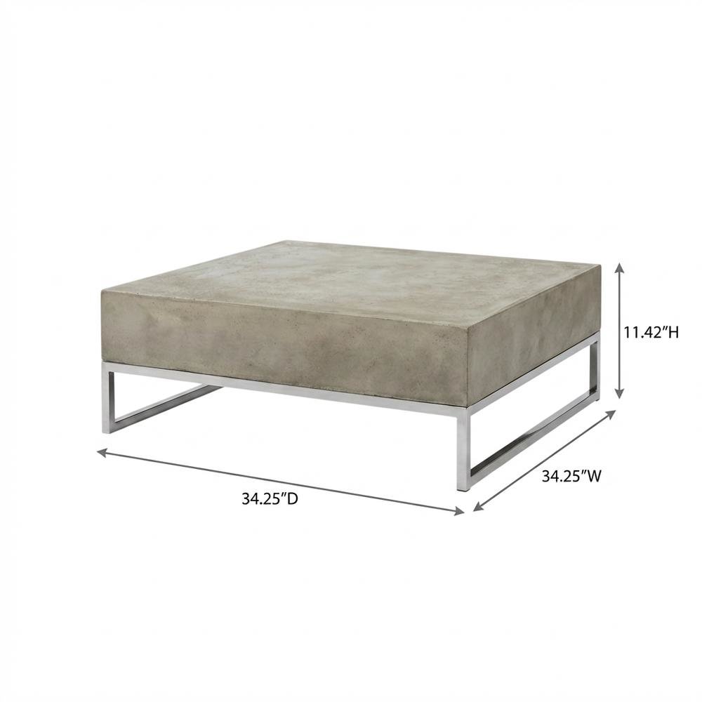 Modern outdoor concrete coffee table with acrylic finish and stainless hardware. Picture 7
