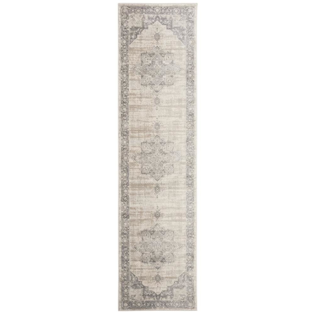 Cream / Grey Area Rug with Jute Backing and Power Loomed Craftsmanship, Runner. Picture 4