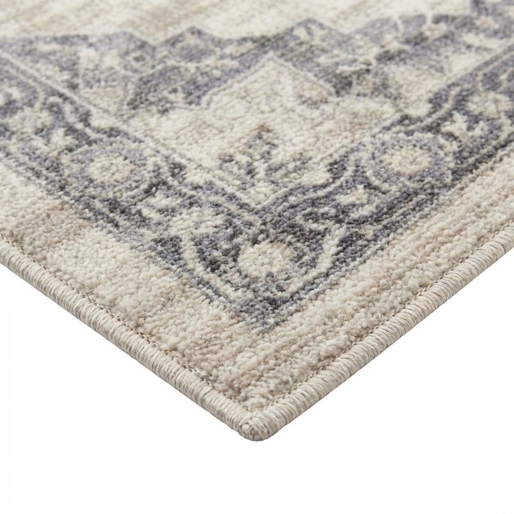 Cream / Grey Area Rug with Jute Backing and Power Loomed Craftsmanship, Runner. Picture 6