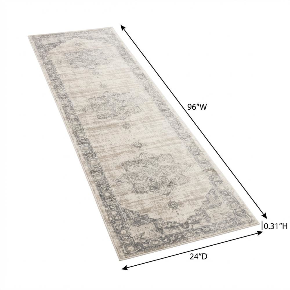 Cream / Grey Area Rug with Jute Backing and Power Loomed Craftsmanship, Runner. Picture 7