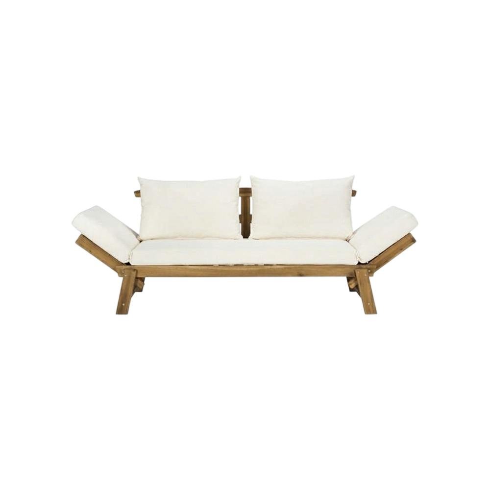 Outdoor Daybed With Acacia Wood Frame And Polyester Cushion For Relaxing. Picture 4