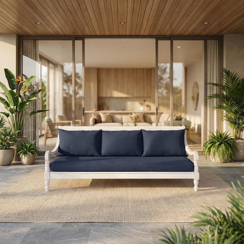 Outdoor Daybed With Silver Steel Frame And Polyester Upholstery. Picture 2