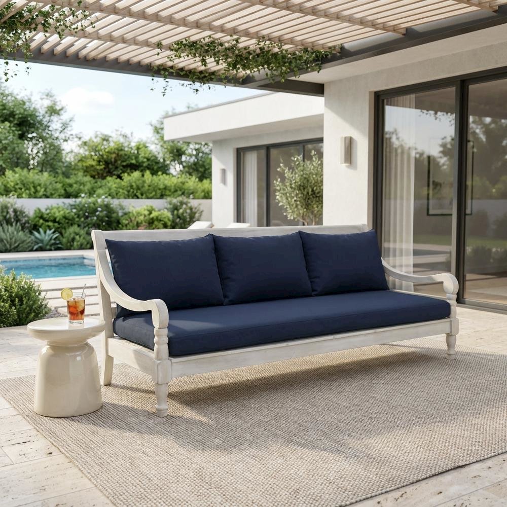 Outdoor Daybed With Silver Steel Frame And Polyester Upholstery. Picture 3