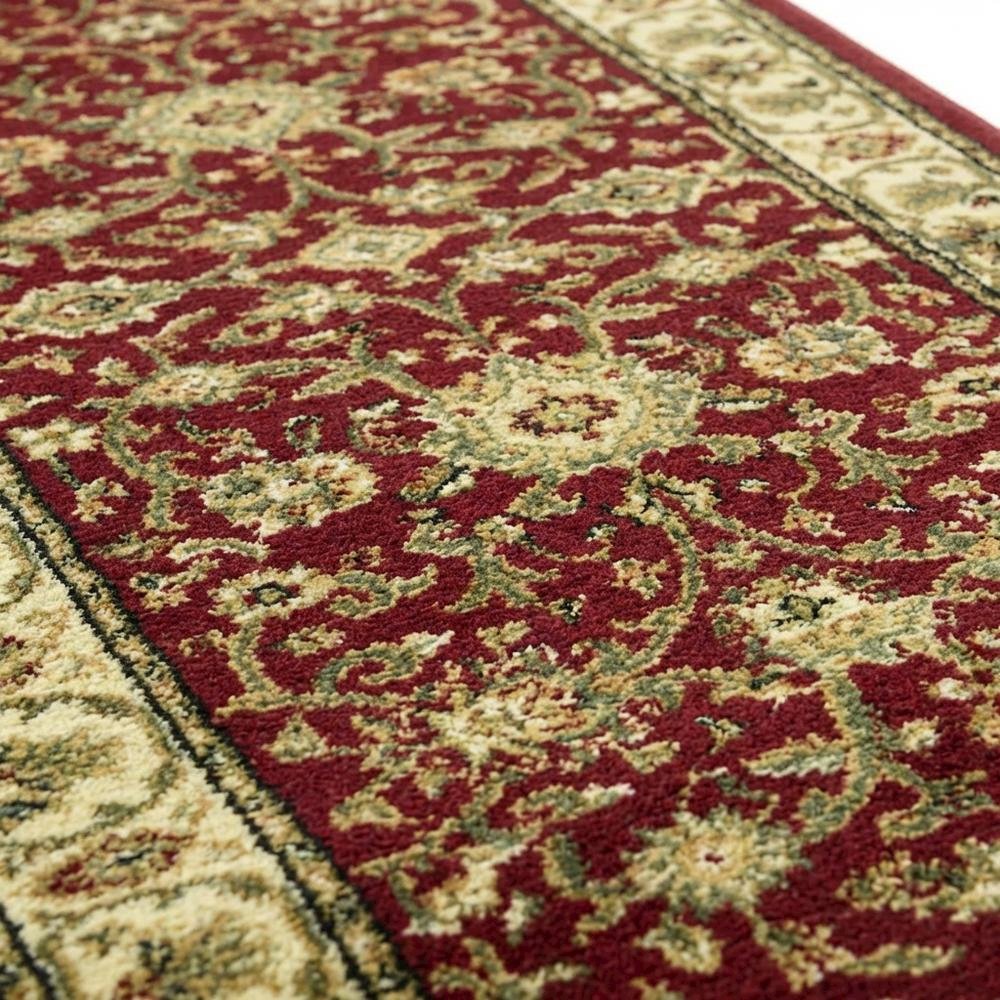 Red and Ivory Area Rug with Power Loomed Jute Backing and Polypropylene Pile. Picture 5