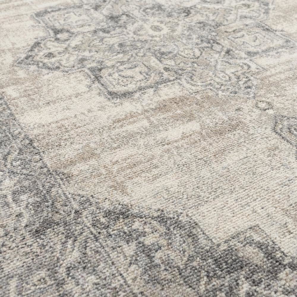 Cream and Grey Area Rug with Power Loomed Small Rectangle Shape. Picture 5