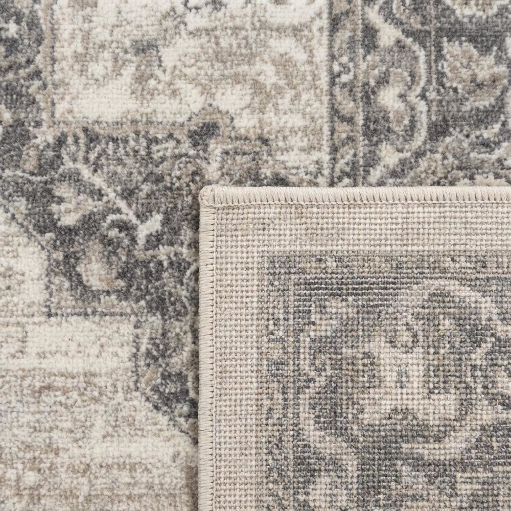 Cream and Grey Area Rug with Power Loomed Small Rectangle Shape. Picture 6