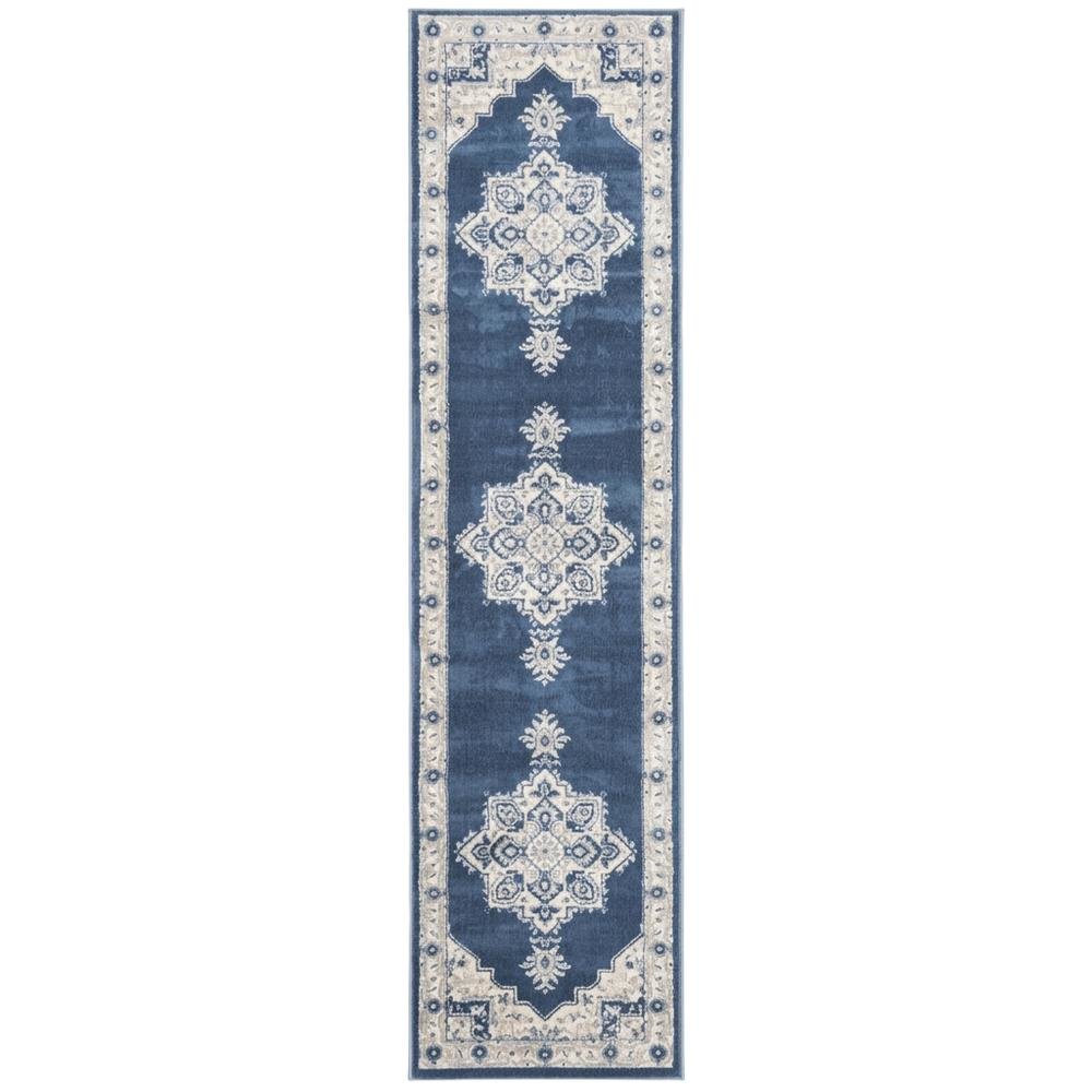 Navy and Creme Area Rug with Power Loomed Backing and Jute Backing, Runner Style. Picture 4