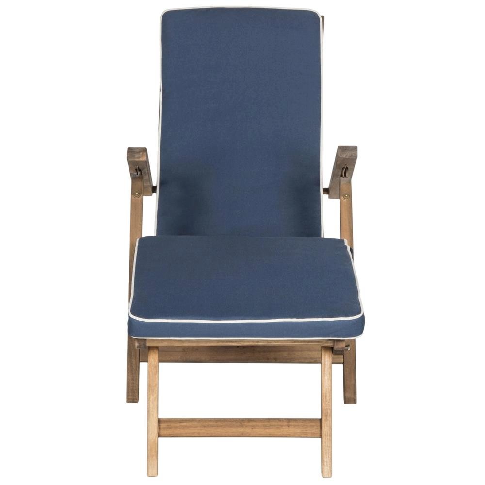 Outdoor Lounge Chair In Finished Acacia, Foam-Filled Seat, Galvanized Steel. Picture 4