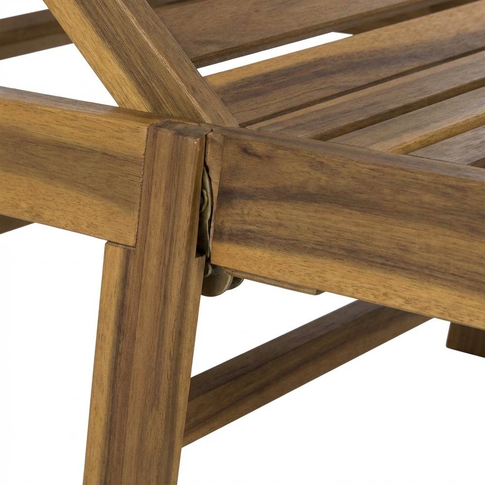 Outdoor Lounge Chair With Acacia Wood And Silver Metal Finish. Picture 6