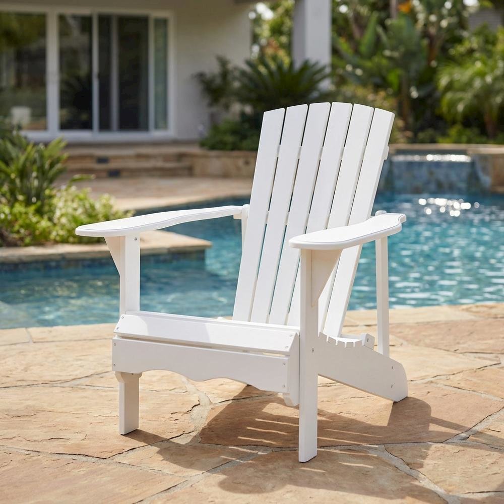 White Acacia Adirondack Chair With Galvanized Steel Hardware And Stain Finish. Picture 3