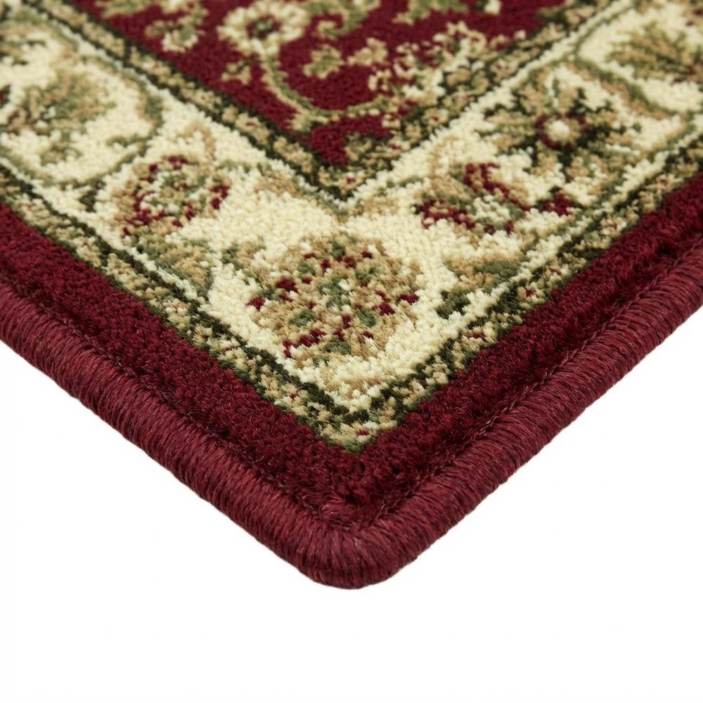 Red and Ivory Area Rug with Power Loomed Jute Backing and Polypropylene Pile. Picture 6