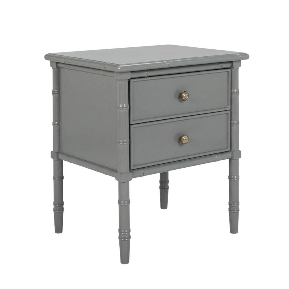 Wood Nightstand with 2 Drawers and Cast Iron Hardware for Bedroom Storage. Picture 1