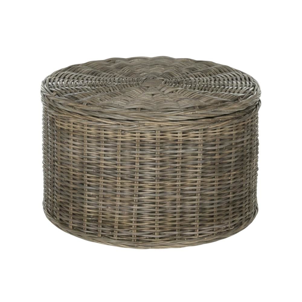 Grey Fabric and Rattan Coffee Table with Sturdy Frame. Picture 1