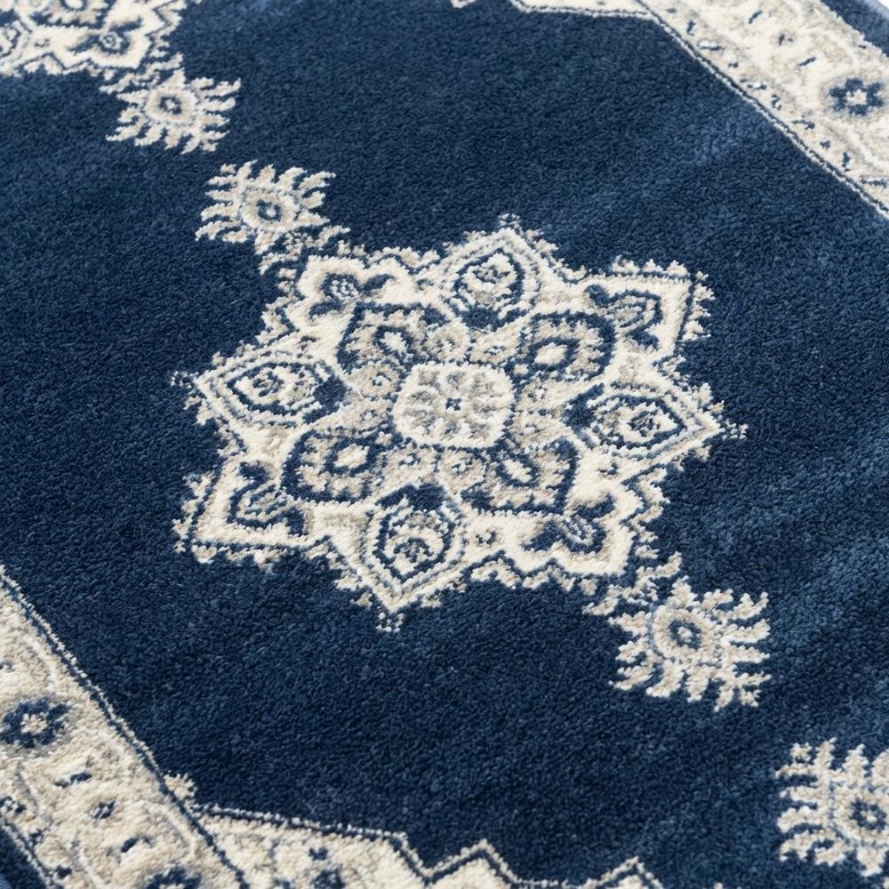 Navy and Creme Area Rug with Power Loomed Backing and Jute Backing, Runner Style. Picture 5