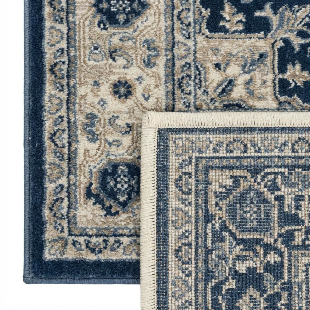 Navy and Creme Area Rug with Jute Backing and Power Loomed Construction. Picture 6