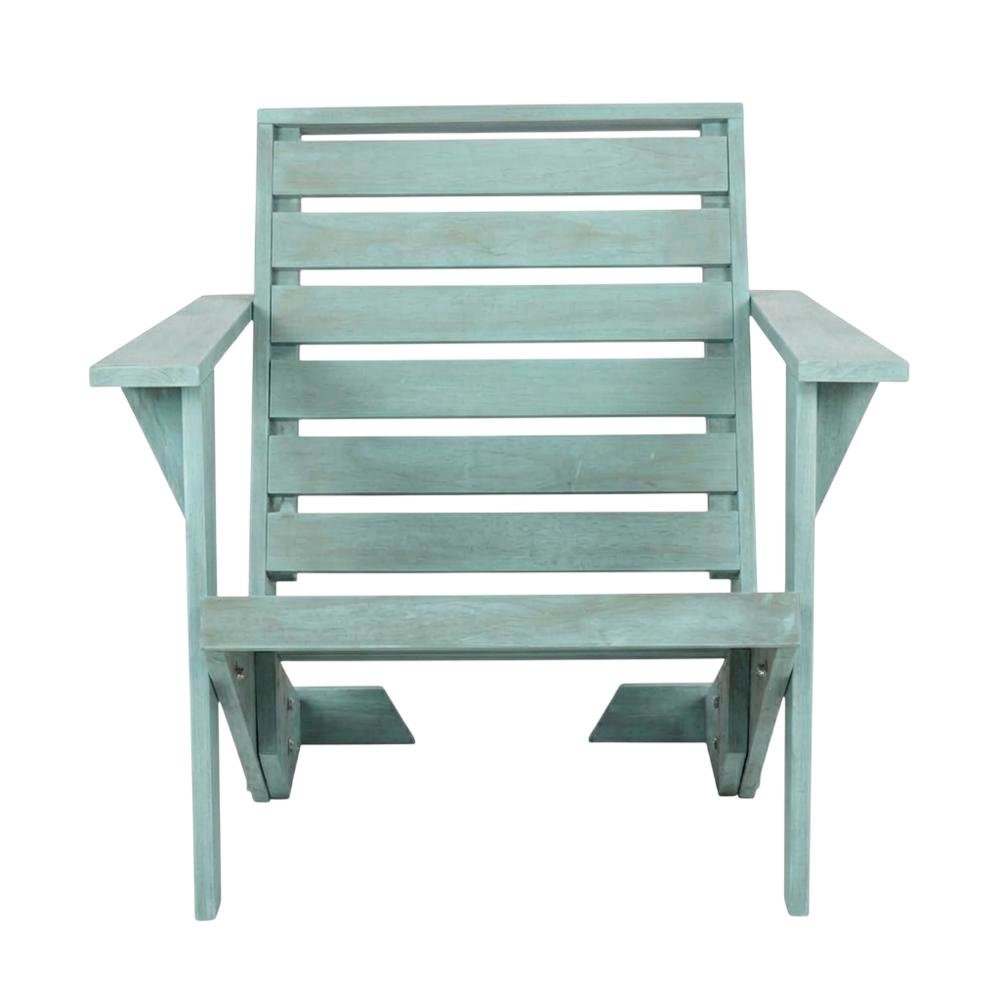 Blue Adirondack Chair With Stained Finish And Durable Acacia Construction. Picture 4