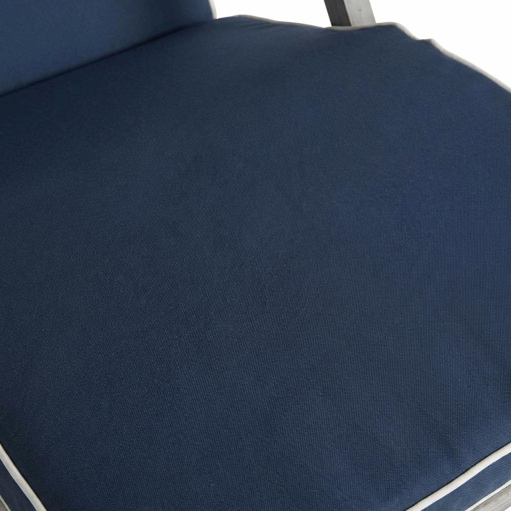Outdoor Lounge Chair In Grey Acacia, Foam Cushion, Silver Galvanized Steel. Picture 5