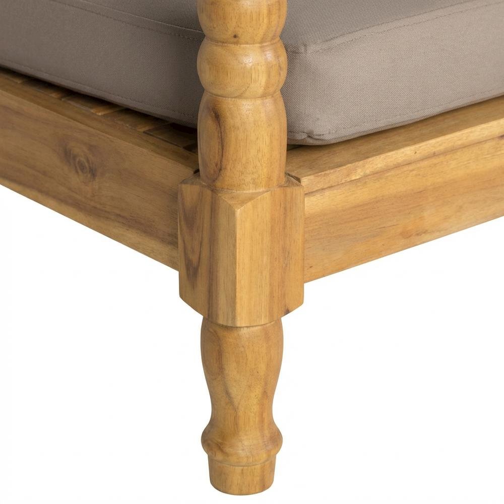 Outdoor Daybed In Natural Acacia With Brass Finish And Polyester Upholstery. Picture 6