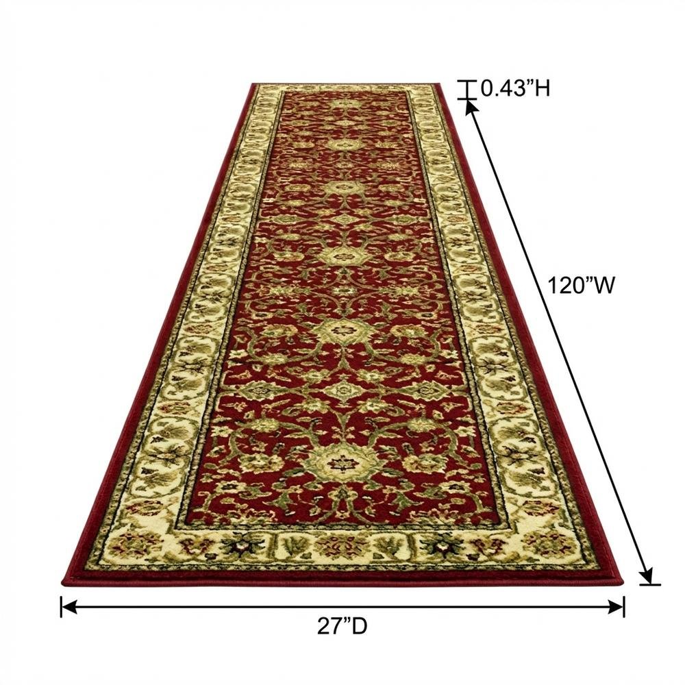 Red and Ivory Area Rug with Power Loomed Jute Backing and Polypropylene Pile. Picture 7