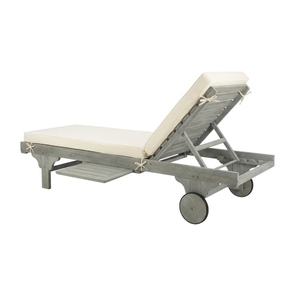 Modern Grey Outdoor Lounge Chair With Side Table And Foam Cushion. Picture 1