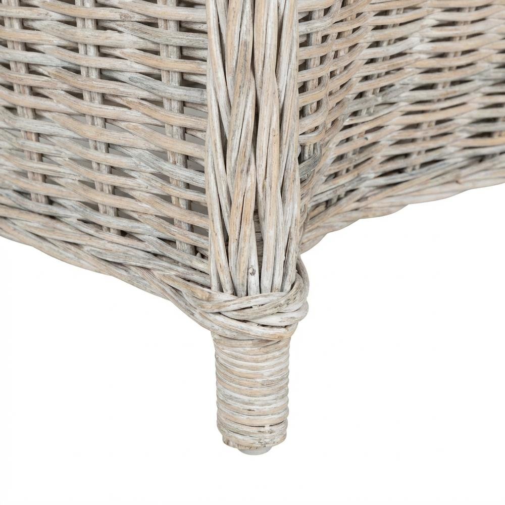 Outdoor Wicker Club Chair with Rattan Frame and White Cotton Cushion. Picture 6