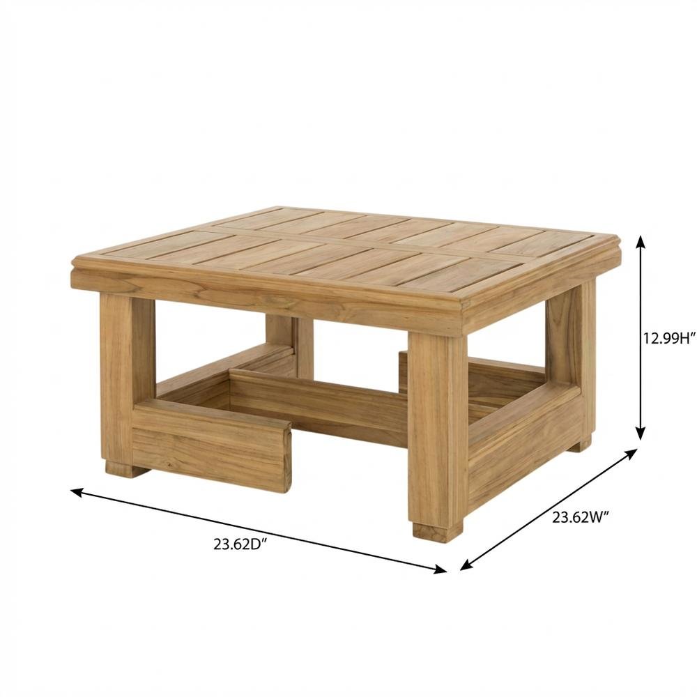 Teak end table with sleek contemporary design for outdoor living. Picture 7