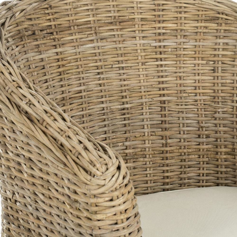 Outdoor Rattan Barrel Chair With Foam Cushioned Seat And Armrest. Picture 5