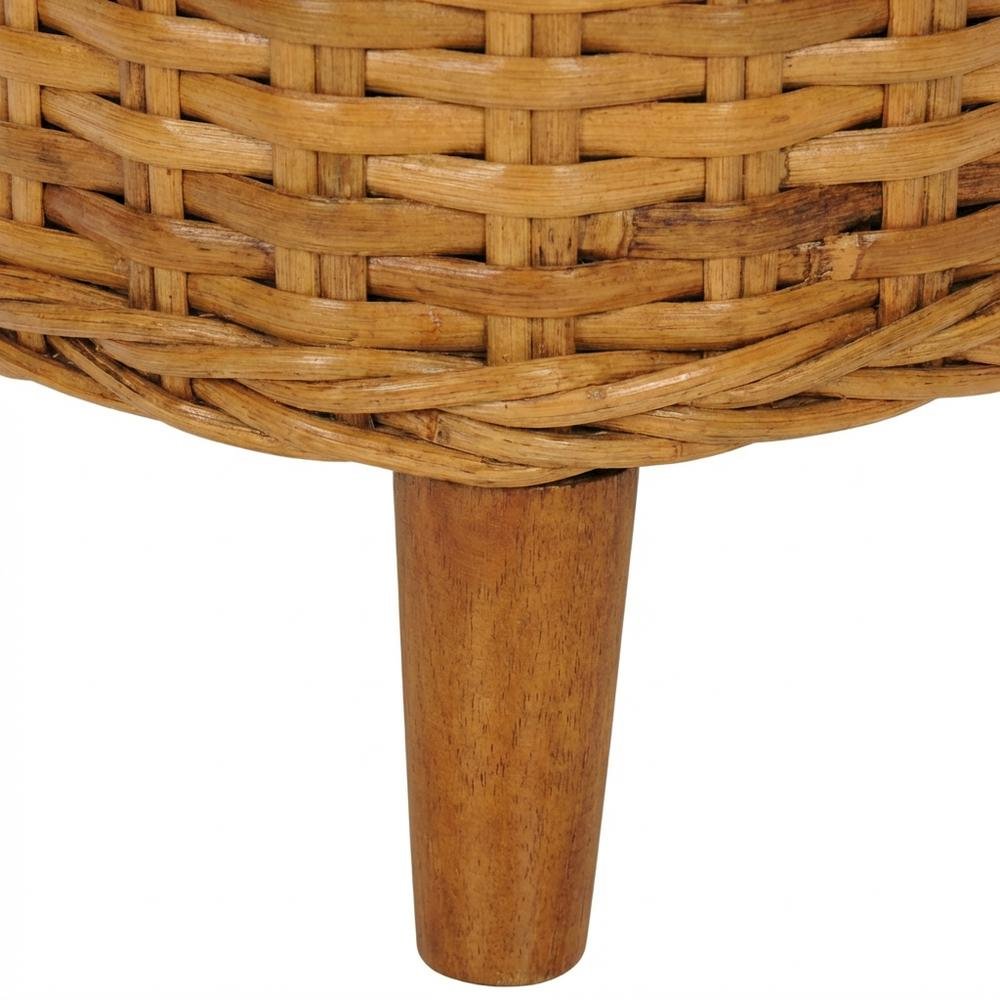 Outdoor Rattan Barrel Chair With White Cotton Fabric And Honey Oak Finish. Picture 6