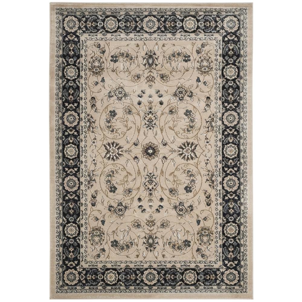 Light Beige and Anthracite Area Rug with Power Loomed Polypropylene. Picture 4