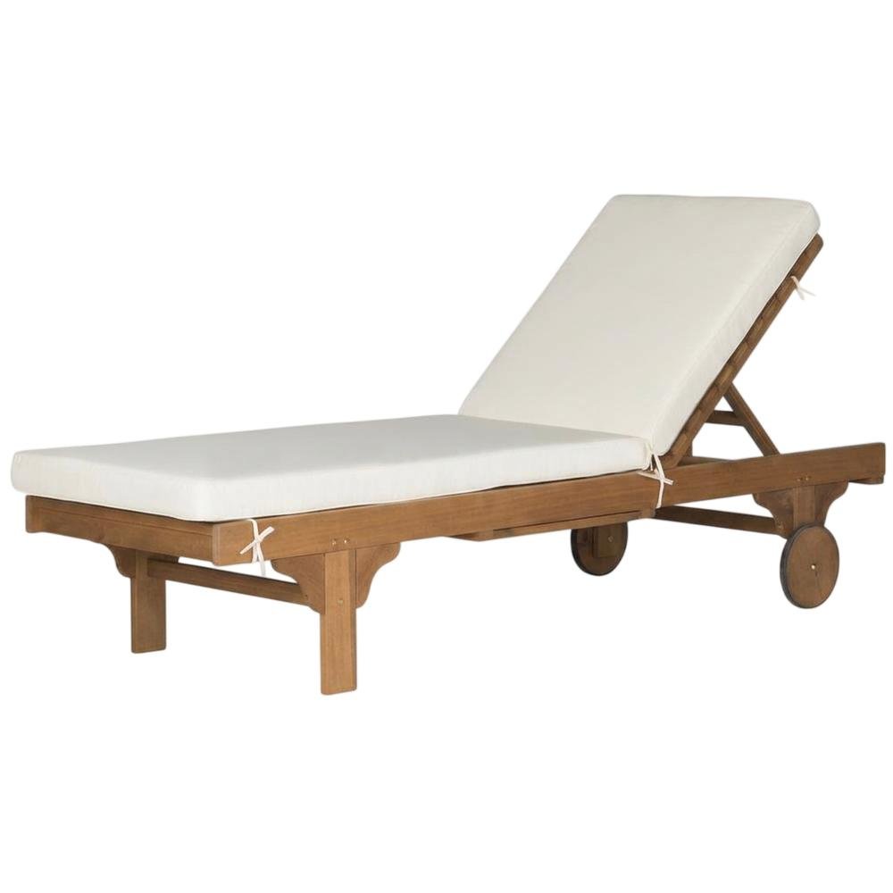 Outdoor Lounge Chair with Side Table in Natural Eucalyptus Wood Finish. Picture 4