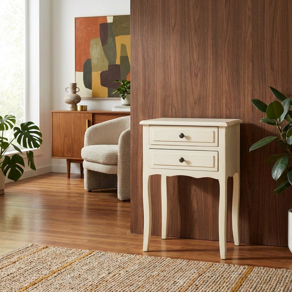 Wooden End Table with Storage Drawers for Living Room or Bedroom. Picture 3
