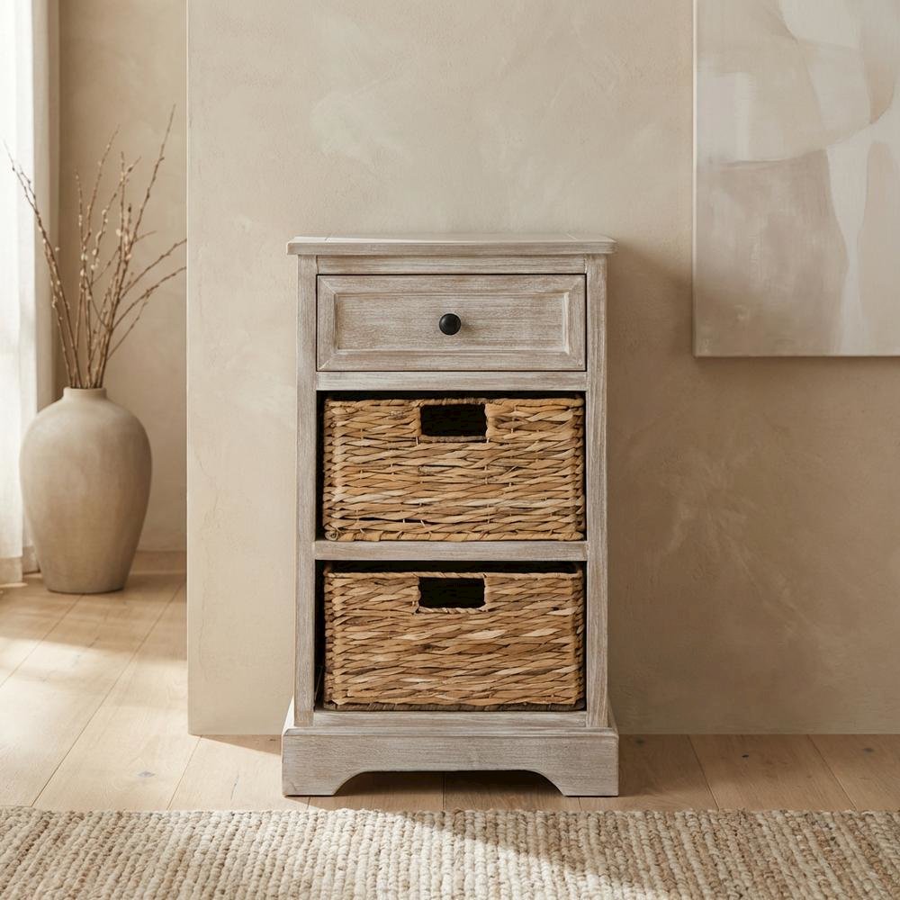 Distressed Cream, Side Table, Quality Build, Durable Wood Frame. Picture 2