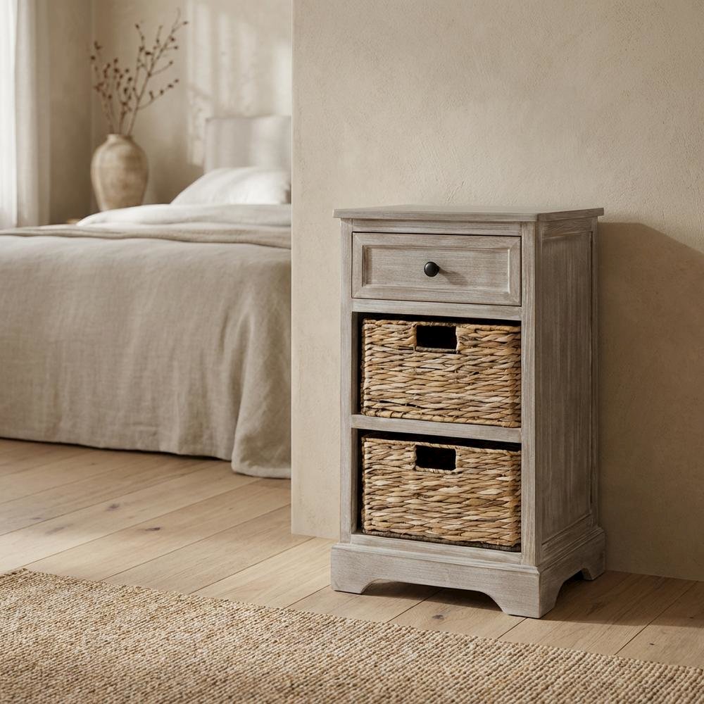 Distressed Cream, Side Table, Quality Build, Durable Wood Frame. Picture 3