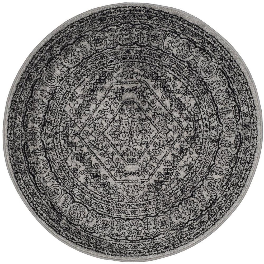 Adirondack, SILVER / BLACK, 4' X 4' Round, Area Rug, ADR108A-4R. Picture 1