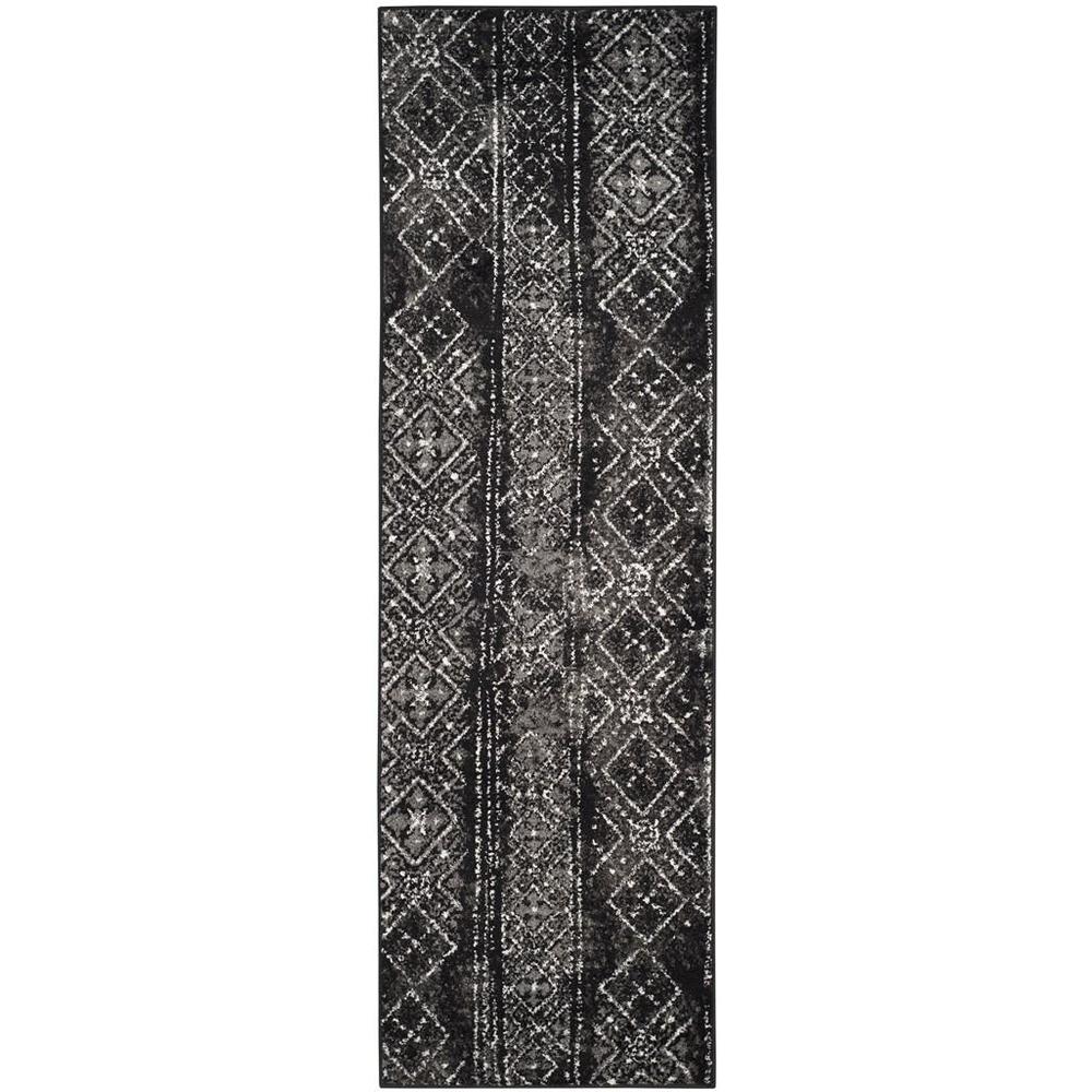 Adirondack, BLACK / SILVER, 2'-6" X 12', Area Rug, ADR111C-212. Picture 1