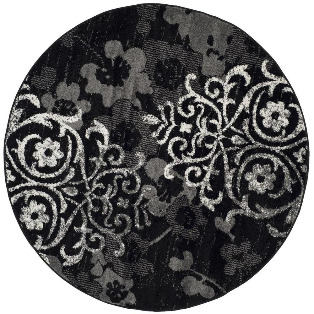 Adirondack, BLACK / SILVER, 6' X 6' Round, Area Rug, ADR114A-6R. Picture 1