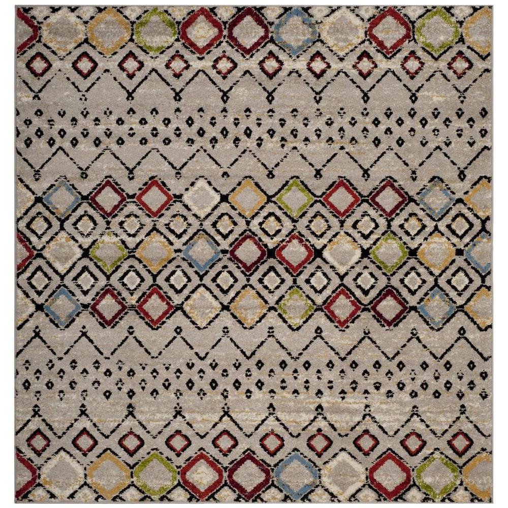 AMSTERDAM, LIGHT GREY / MULTI, 6'-7" X 6'-7" Square, Area Rug. Picture 1