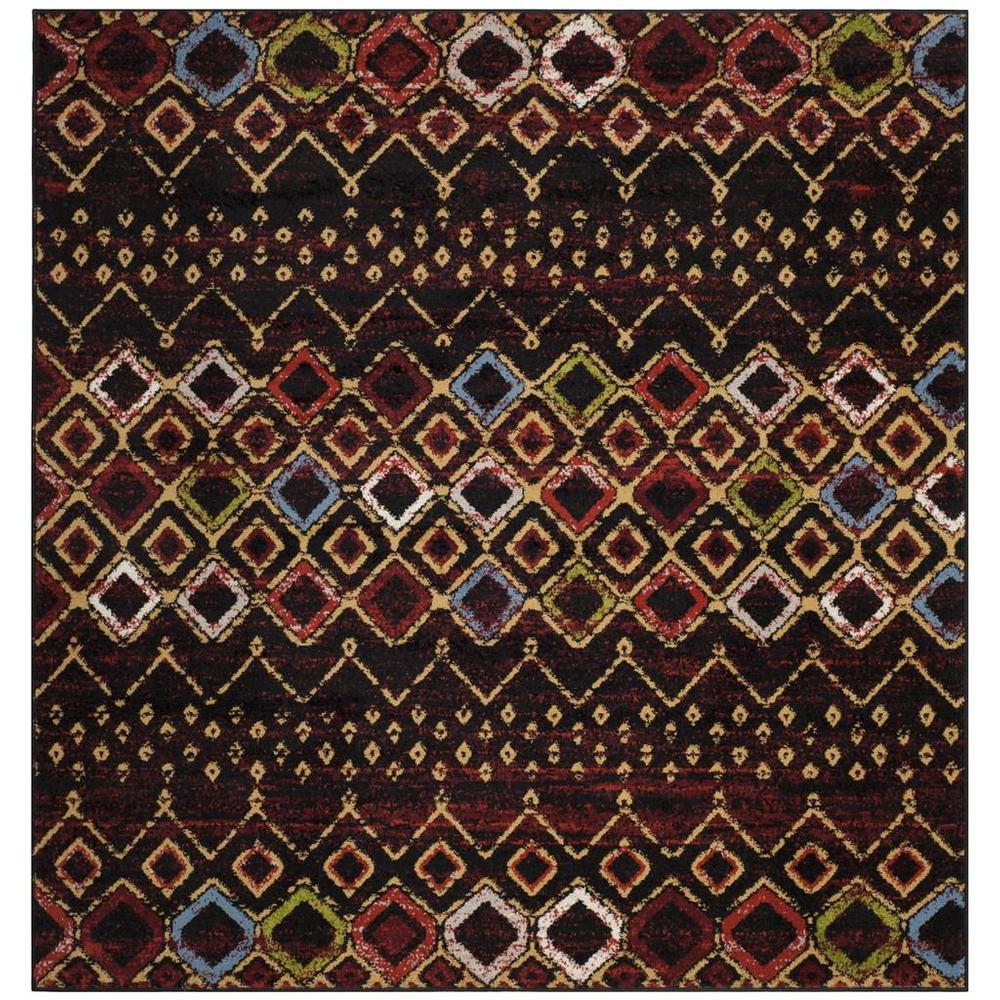 AMSTERDAM, BLACK / MULTI, 6'-7" X 6'-7" Square, Area Rug. Picture 1